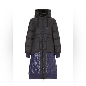 OOF Long Quilted Black Blue Winter Puffer Coat